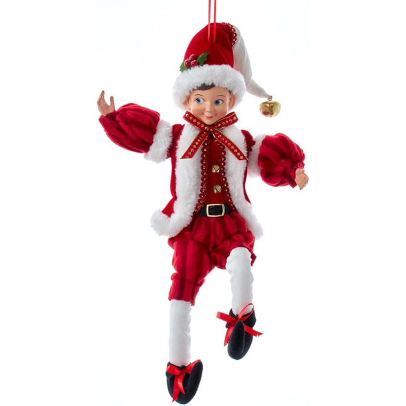 Kurt Adler Polyester Ornament for Christmas Tree, Red/White Kringle Klaus Elf