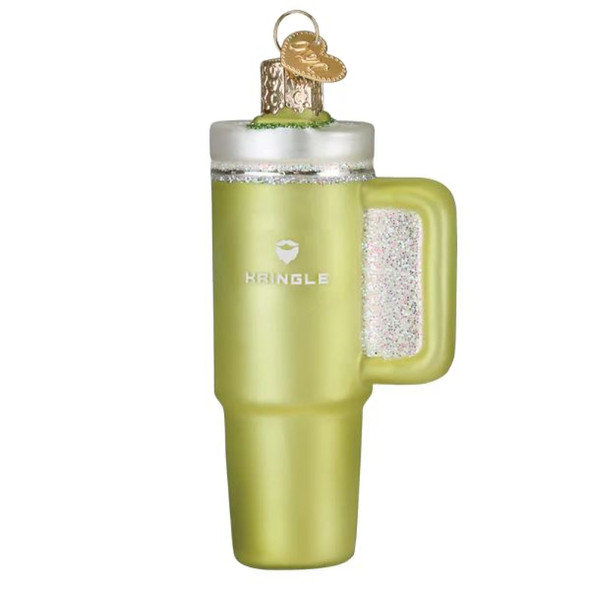 Old World Christmas Blown Glass Ornament for Christmas Tree, Green Kringle Cup