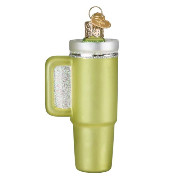 Old World Christmas Blown Glass Ornament for Christmas Tree, Green Kringle Cup