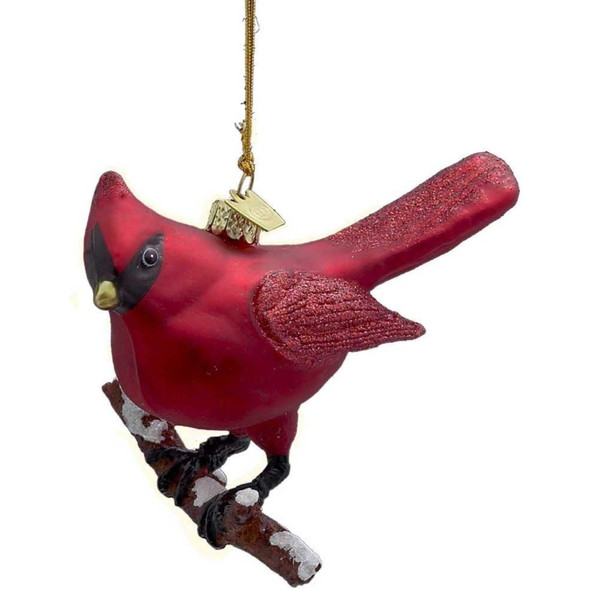 Kurt Adler Noble Gems Glass Ornament for Christmas Tree, Cardinal, 4"