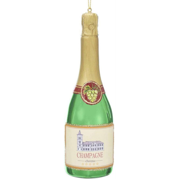 Kurt Adler Glass Ornament for Christmas Tree, Champagne Bottle, 6"