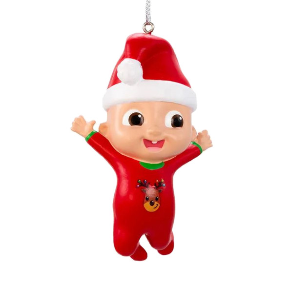 Kurt Adler Plastic Ornament for Christmas Tree, Cocomelon JJ with Santa Hat