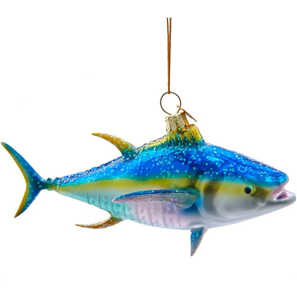 Kurt Adler Noble Gems Glass Ornament for Christmas Tree, Yellowfin Tuna, 6"