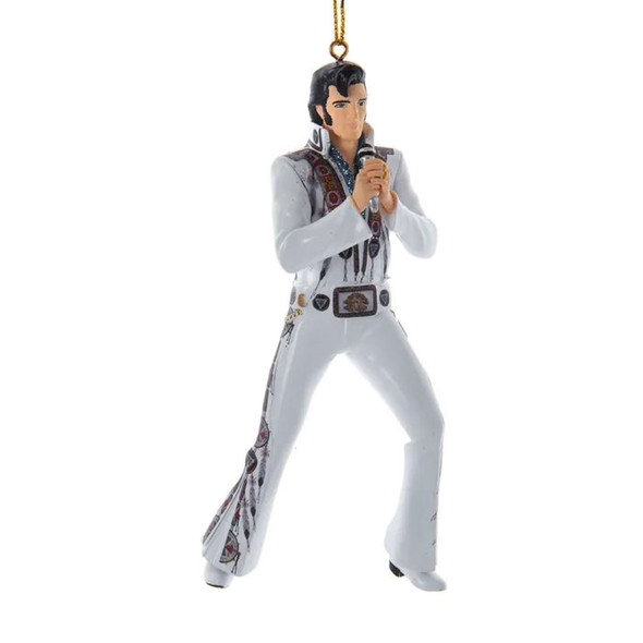 Kurt Adler Plastic Ornament for Christmas Tree, Elvis Presley in Old Indian Jumpsuit