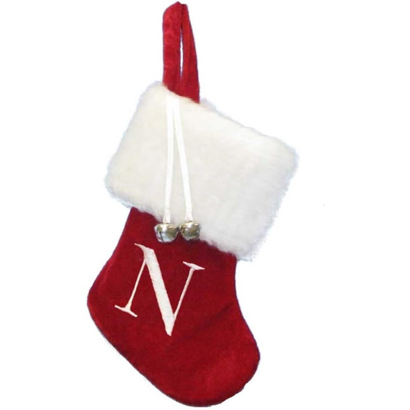 Kurt Adler Monogrammed “N” Miniature Christmas Stocking, 7"