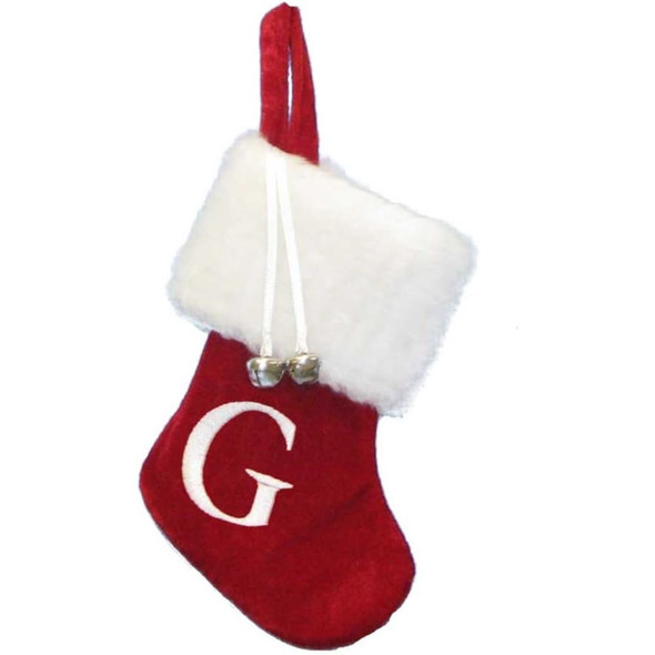 Kurt Adler Monogrammed “G” Miniature Christmas Stocking, 7"