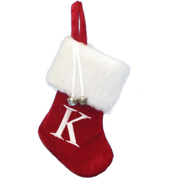 Kurt Adler Monogrammed “K” Miniature Christmas Stocking, 7"