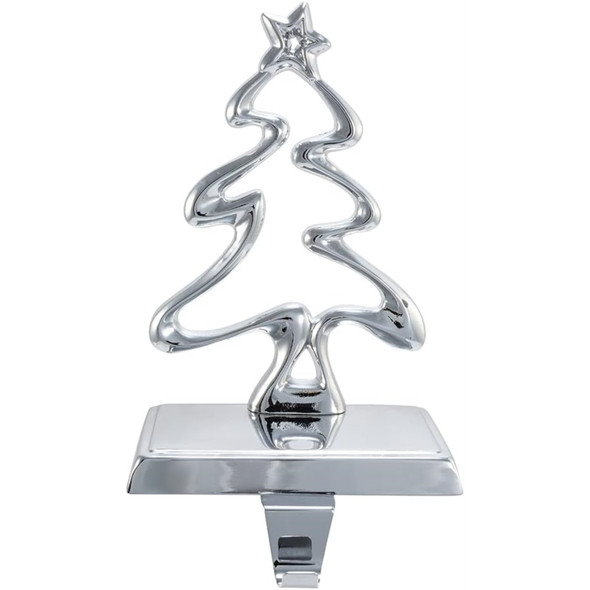 Kurt Adler Christmas Stocking Holder, Silver Christmas Tree, 7.5"