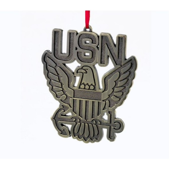Kurt Adler Metal Ornament for Christmas Tree, U.S. Navy "USN" Eagle, 3.5"