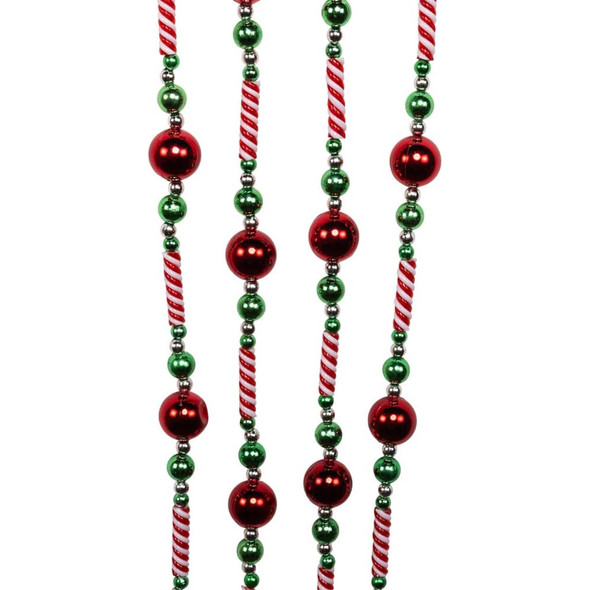 Kurt Adler Christmas Candy Beaded Garland, Red and Green, 8ft