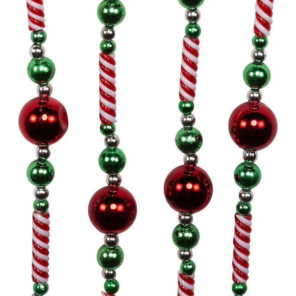 Kurt Adler Christmas Candy Beaded Garland, Red and Green, 8ft