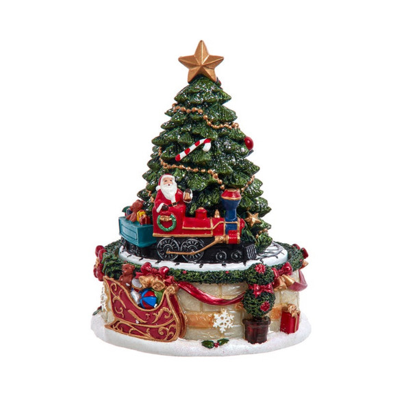 Kurt Adler Musical Wind-Up Table Piece, 6" Revolving Christmas Tree Plays "O Christmas Tree"