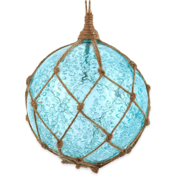 Kurt Adler Glass Buoy Ball Ornament for Christmas Tree, Blue with Net