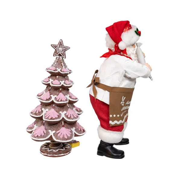 Kurt Adler Fabriche Christmas Figurine, Santa Decorating Gingerbread, 10.5in