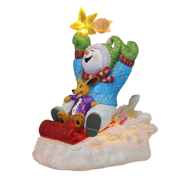 Old World Christmas Resin Lighted Holiday Figurine, Star Powered Snow Boy, 5.5in
