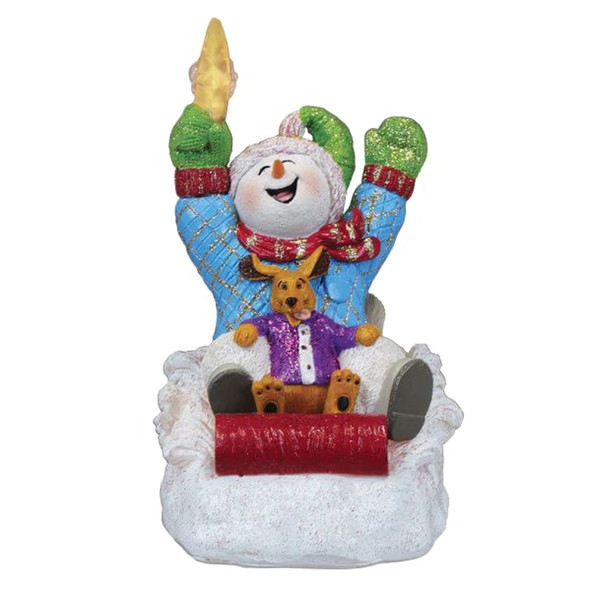 Old World Christmas Resin Lighted Holiday Figurine, Star Powered Snow Boy, 5.5in