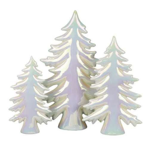 Old World Christmas Iridescent Ceramic Tabletop Tree Figurines (Set of 3)