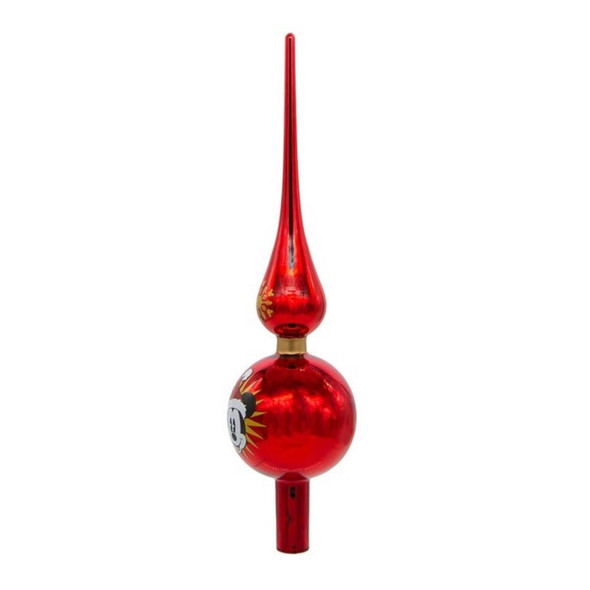 Kurt Adler Unlit Christmas Tree Treetop, Mickey Mouse Finial, Glass, Red, 12"