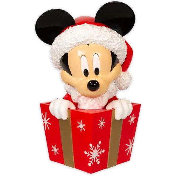 Kurt Adler Unlit Treetop, Disney Mickey in a Present, Plastic, 8"