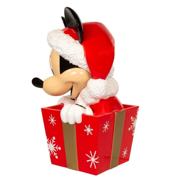 Kurt Adler Unlit Treetop, Disney Mickey in a Present, Plastic, 8"