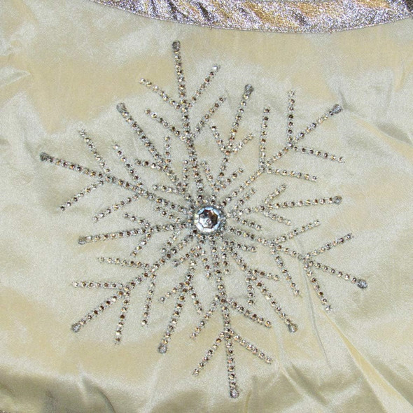 Kurt Adler Christmas Tree Skirt with Crystal Lace Snowflake Design, Ivory, 54in