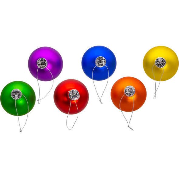 Kurt Adler Glass Ball Ornaments for Christmas Tree, Matte Pride, Assorted (6-Piece Box Set)