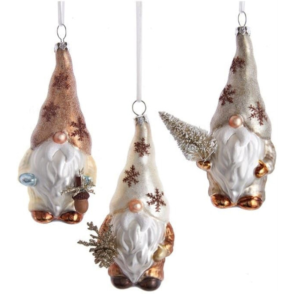 Kurt Adler Glass Ornament for Christmas Tree, Assorted Gnomes (Pack of 3)