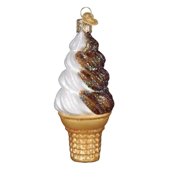 Old World Christmas Blown Glass Ornament for Christmas Tree, Chocolate Swirl Soft Serve