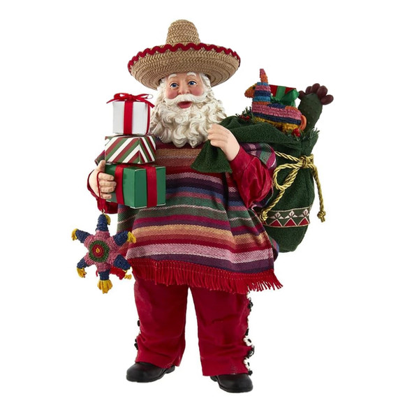Kurt Adler Fabriché Musical Christmas Figurine, Mexican Santa, 11in