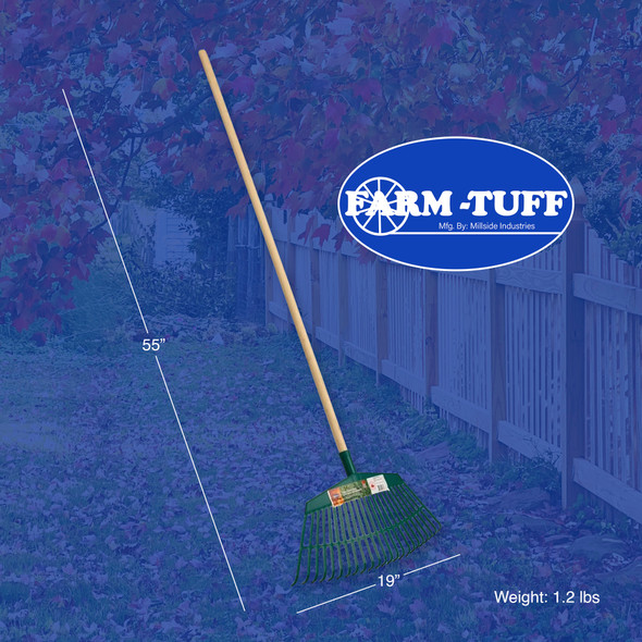 FARM-TUFF Hardwood Leaf & Garden Rake, 19in FARM-TUFF Hardwood Leaf & Garden Rake, 19in