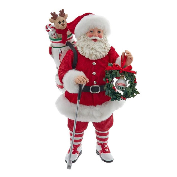 Kurt Adler Fabriche Christmas Figurine Collection, Golf Santa, 10.5in