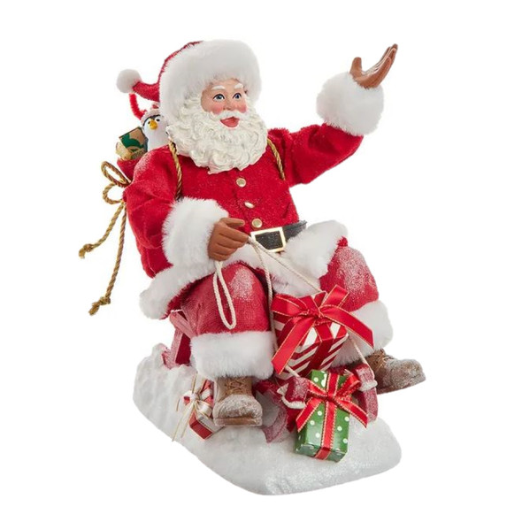 Kurt Adler Fabriche Christmas Figurine Collection, Santa with Sled, 8.5in
