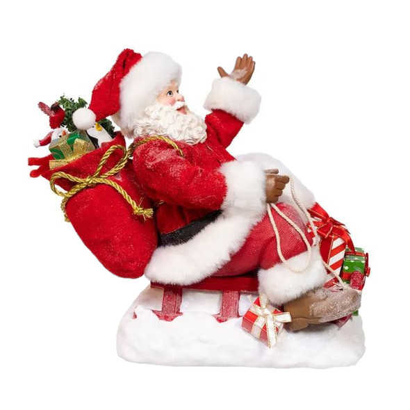 Kurt Adler Fabriche Christmas Figurine Collection, Santa with Sled, 8.5in