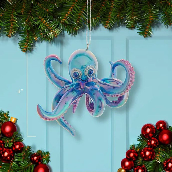 Kurt Adler Resin Ornament for Christmas Tree, Colorful Octopus
