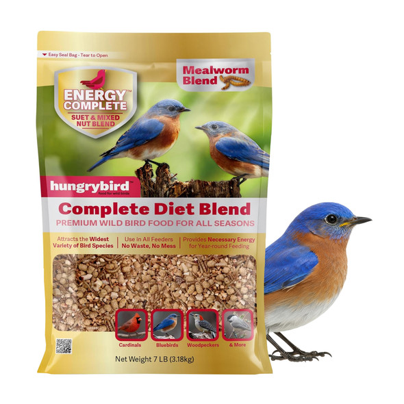 Hungrybird Energy Complete Diet, 7lb - All-Season Mealworm Suet & Mixed Nuts