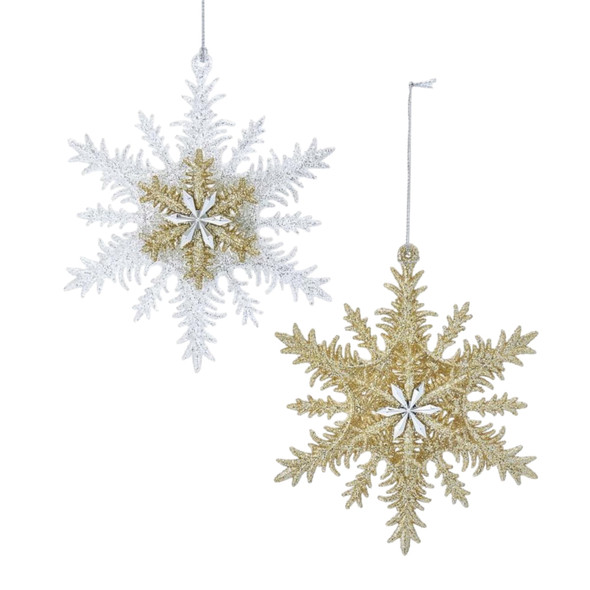 Kurt Adler Glass Ornaments for Christmas Tree, Assorted Snowflakes (Pack of 2) Kurt Adler Glass Ornaments for Christmas Tree, Assorted Snowflakes (Pack of 2)