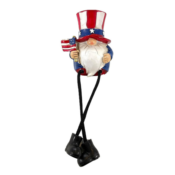 Gerson Resin Shelf Sitter Figurines, Assorted American Gnomes with Dangly Legs (Pack of 3)