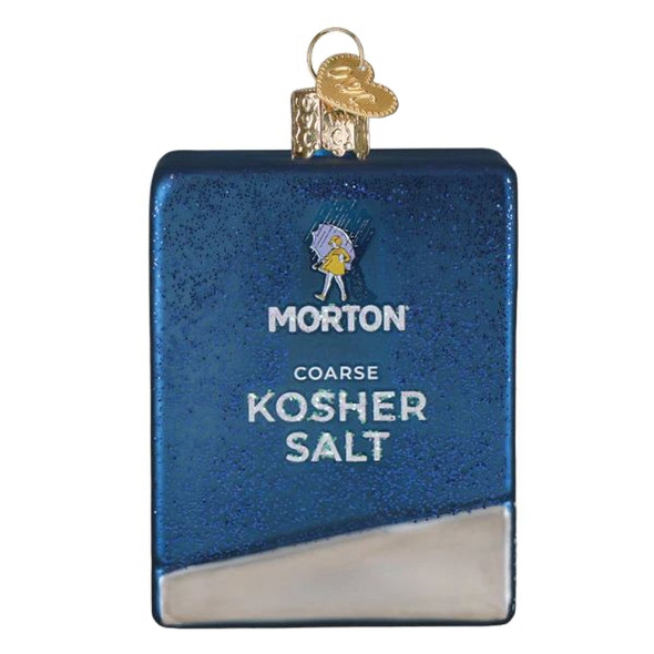 Old World Christmas Blown Glass Ornament for Christmas Tree, Morton Kosher Salt Box