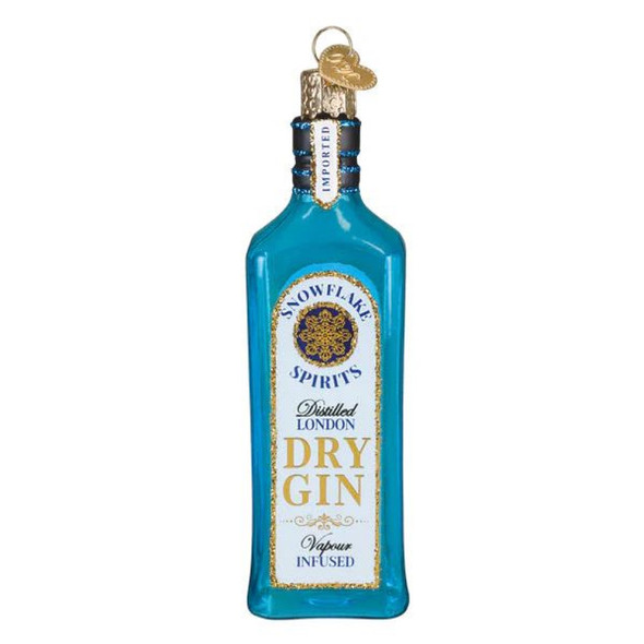 Old World Christmas Blown Glass Ornament for Christmas Tree, Gin Bottle