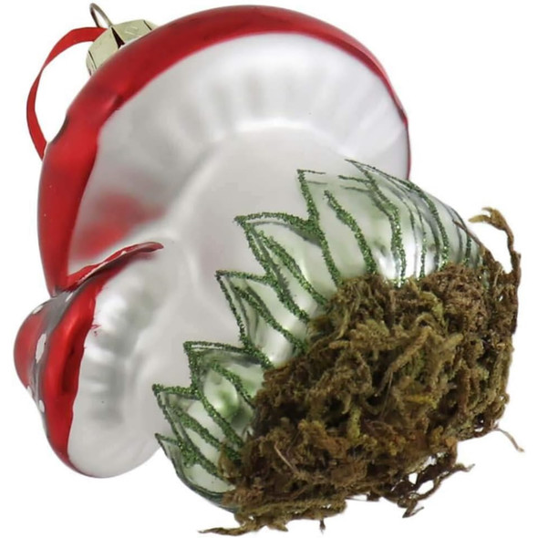 Kurt Adler Glass Ornaments for Christmas Tree, Red Mushrooms, Assorted (Pack of 2)