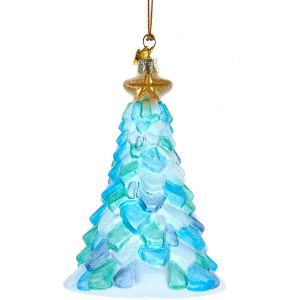 Kurt Adler Noble Gems Glass Ornament for Christmas Tree, Seaglass Christmas Tree, 5" Kurt Adler Noble Gems Glass Ornament for Christmas Tree, Seaglass Christmas Tree, 5"