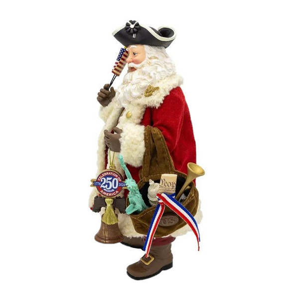 Kurt Adler Fabriche Musical Figurine, America's 250th Anniversary Santa, 11"