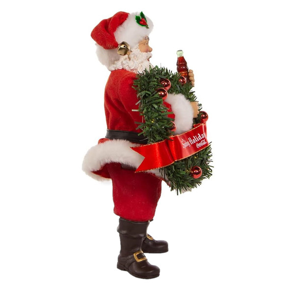 Kurt Adler Fabriche Christmas Tabletop Figurine, Coca-Cola Santa with Lighted Wreath, 10.5in Kurt Adler Fabriche Christmas Tabletop Figurine, Coca-Cola Santa with Lighted Wreath, 10.5in