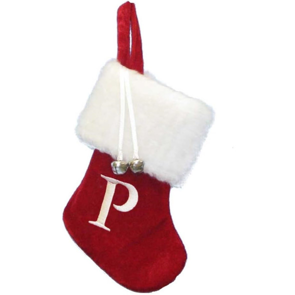 Kurt Adler Monogrammed “P” Miniature Christmas Stocking, 7"