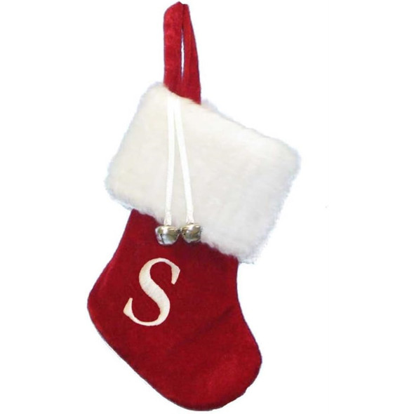 Kurt Adler Monogrammed “S” Miniature Christmas Stocking, 7"
