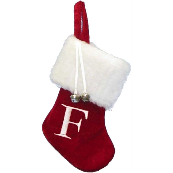 Kurt Adler Monogrammed “F” Miniature Christmas Stocking, 7"