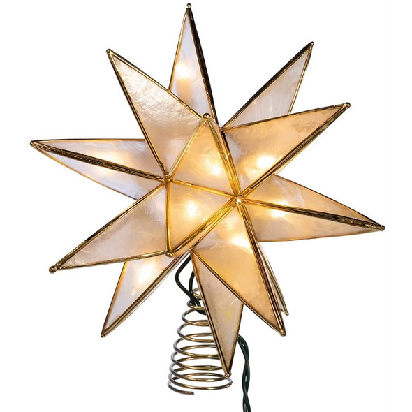 Kurt Adler 10-Light Capiz Gold Sputnik Tree Topper, 15-Point, 8.25"