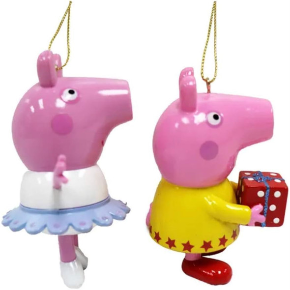 Kurt Adler Plastic Ornaments for Christmas Tree, Peppa Pig Ballerina (Pack of 2)