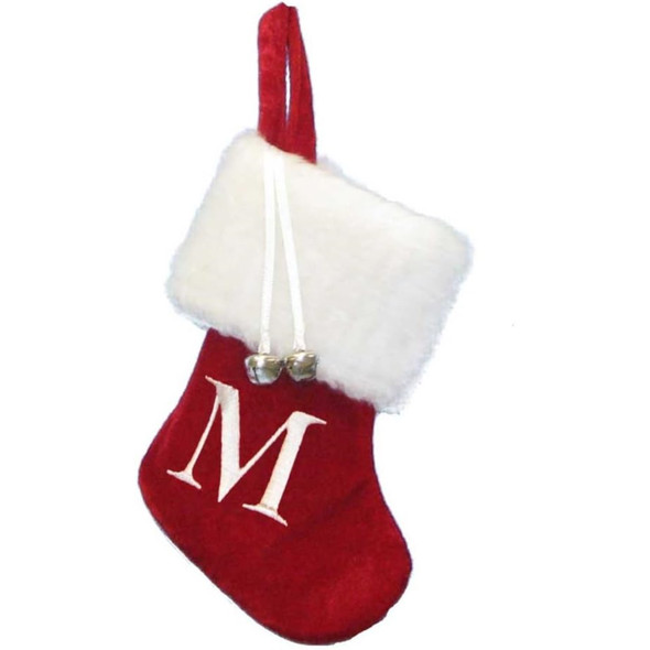 Kurt Adler Monogrammed “M” Miniature Christmas Stocking, 7"
