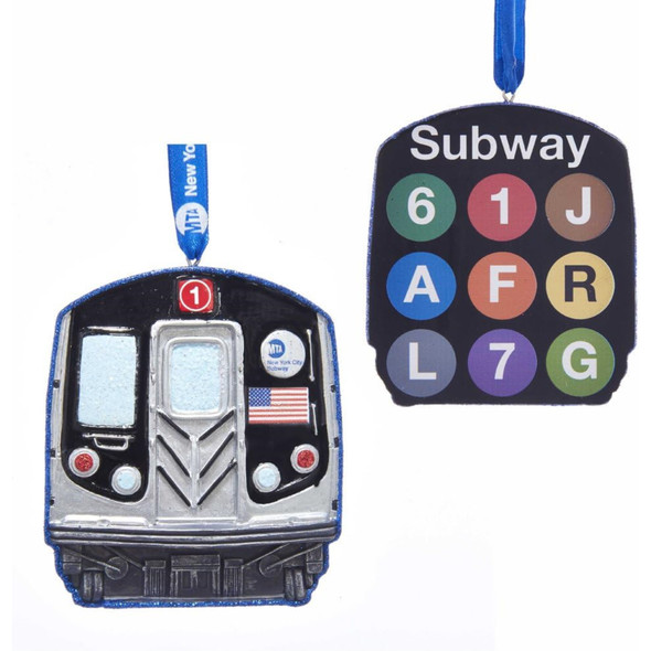 Kurt Adler Resin Ornament for Christmas Tree, MTA NYC Transit Subway 3.6"